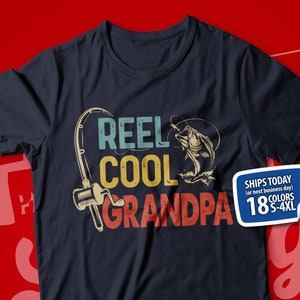 Reel Cool Grandpa Shirt for Men, Grandpa Fishing T-Shirt, Grandpa Fisherman, Grandpa Gift from Grandkids, Grandpa's Fishing Buddy, Fish Life