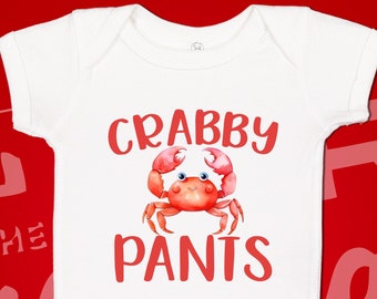 Crabby Pants Crab Baby Bodysuit or Toddler Tee, Ocean Theme