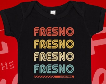 Retro Fresno California Baby Bodysuit or Toddler Tee