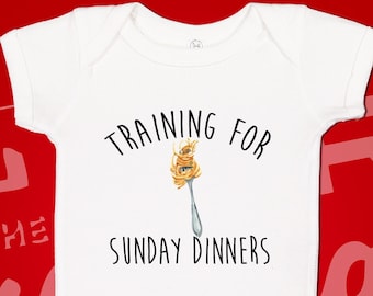 Italian Baby Bodysuit One Piece, Training For Sunday Dinners, Italian Food Toddler T-Shirt, Mom's Spaghetti, Italian Baby Gift, Pasta Baby