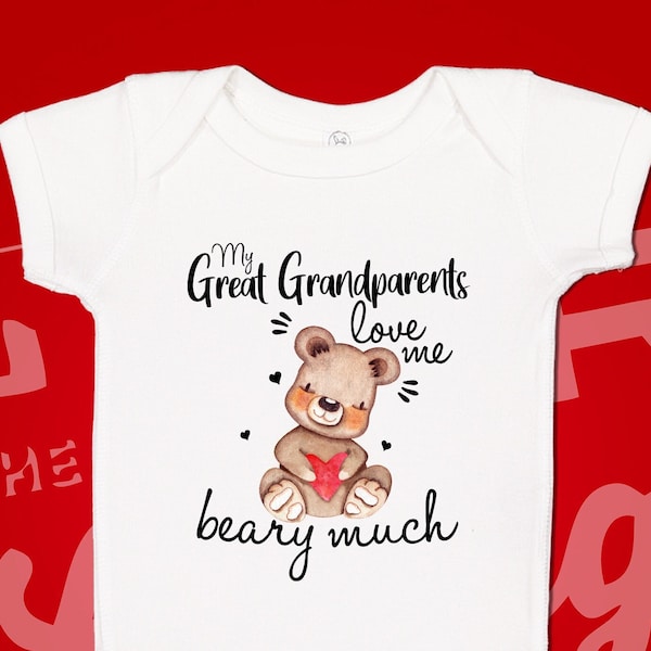 Great Grandparents Baby Bodysuit One Piece Toddler Shirt, My Grandparents Love Me, Bear Baby Clothes, Clothing, Pregnancy Announcement Gift