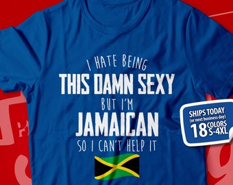 Funny Jamaican Shirt, I'm Jamaican I Can't Help It, Jamaican Gift for Wife, Husband, Girlfriend, Boyfriend, Cute Jamaica Flag Heritage Tee