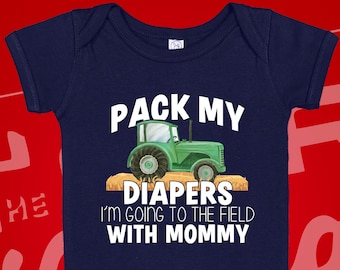 Farm Baby Bodysuit: Pack My Diapers, Farmer Mom Gift
