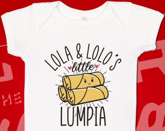 Lola and Lolo's Little Lumpia Baby Bodysuit One Piece Toddler Shirt, Cute Filipino Grandparents Gift, Pinay Present, Grandpa Grandma Clothes