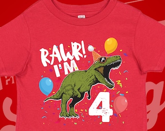 4th Birthday 2nd 3rd 4th 5th Fourth Birthday Boy or Girl Personalized Dinosaur appliqu\u00e9 shirt Monogrammed