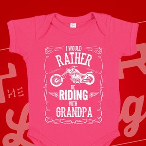 Riding With Grandpa Baby Bodysuit: Future Biker One Piece