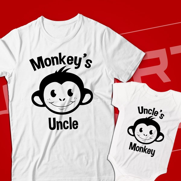 Uncle's Monkey and Monkey's Uncle Matching Uncle and Nephew or Niece Shirts Infant Bodysuit One Piece Clothing Outfit Set Gift for New Uncle