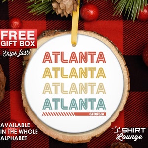Atlanta Ornament, Georgia Christmas Gift, Atlanta Gifts, Retro Atlanta Christmas Stocking Stuffer, Vintage, Atlanta GA Present, Xmas Gift
