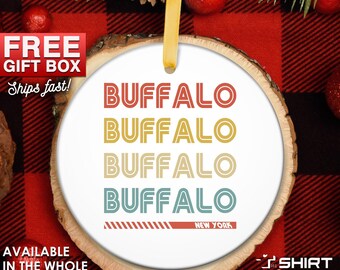 Retro Buffalo Ornament, New York Christmas Gift, Stocking Stuffer