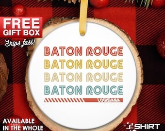 Retro Baton Rouge Ornament, Louisiana Christmas Gift