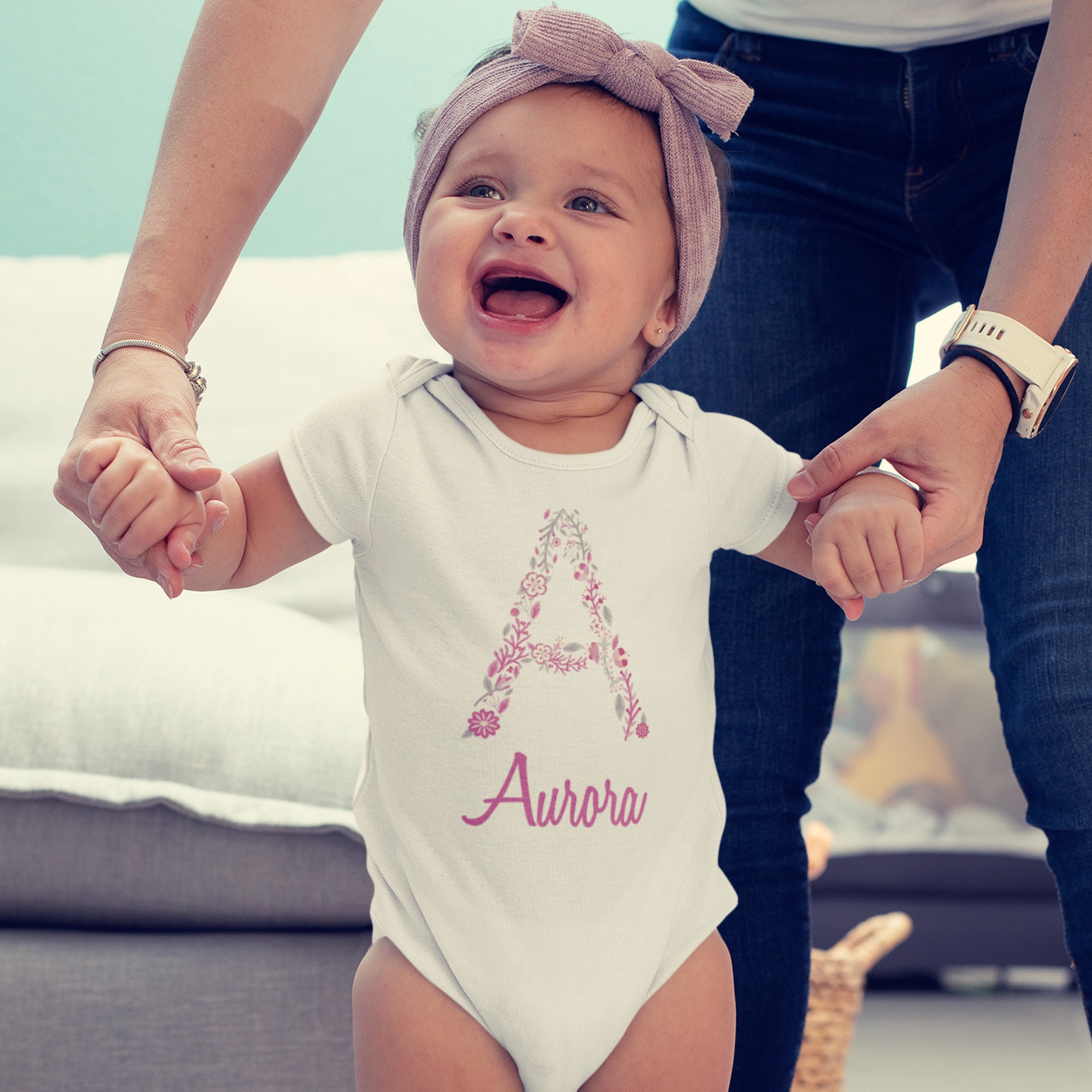 Personalized Baby Girl Gift Girl Baby Clothes Baby Girl Clothes  Personalized Baby Gift Name Shirt Gold Glitter Arrow 019