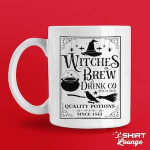 Witches Brew Mug, Cute Halloween Mug, Salem Witch Drink Co, Gifts for Wiccans, Witchy Stuff, Goth Mug, Witch Coffee Cup, Alternative Gift