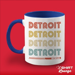 Detroit Mug Gift, Retro Michigan Coffee Cup, Vintage Detroit Michigan Coffee Mug, Detroit Gift Idea, Michigan Stuff, Detroit Stuff, MI Cup