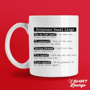 Office Email Definitions Mug, Funny Office Coffee Cup, Corporate Email Lingo Mug, Work Mug, Gift for Coworkers, Boss Gift, Office Humor Mug