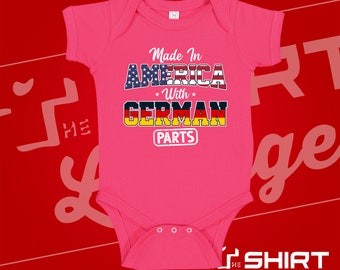 German American Baby Bodysuit & Toddler Shirt - "Made In America With German Parts" Flag Design