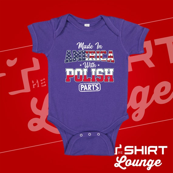 Polish American Baby Bodysuit One Piece Children's T-shirt Made in America  With Polish Parts Half Polish Poland Baby Clothes Gift 