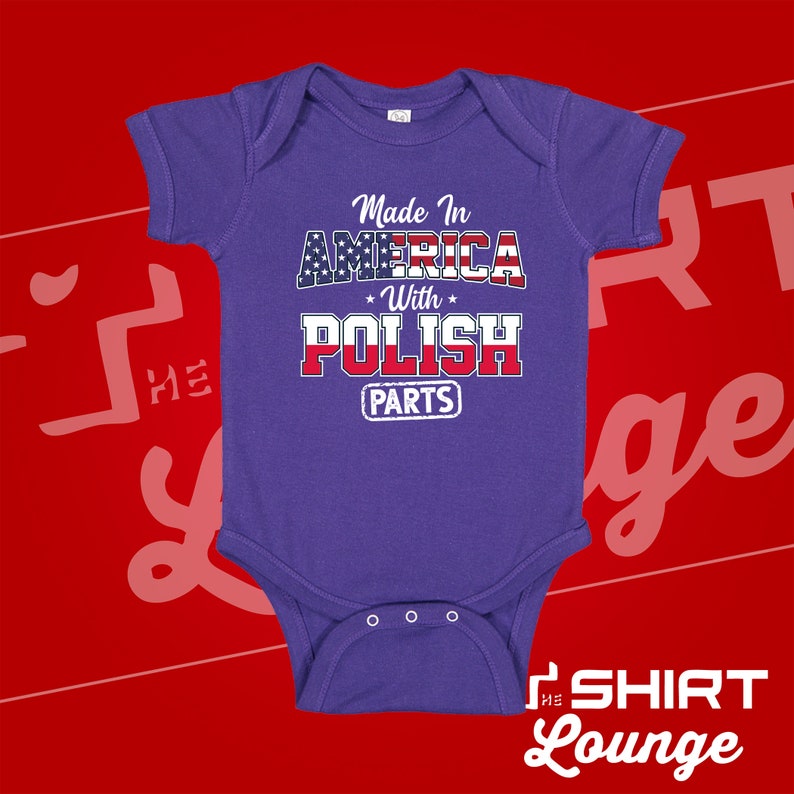 Made In America With Polish Parts Polish American Baby Bodysuit One Piece Children/'s T-Shirt Half Polish Poland Baby Clothes Gift