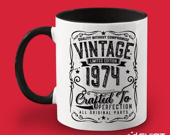50th Birthday Mug: Vintage 1974 Limited Edition Whiskey Cup