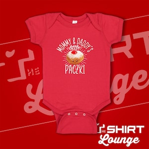 Mommy and Daddy's Little Paczki Polish Baby Bodysuit One Piece Toddler Shirt, Funny Polish Baby Clothes, Clothing, Poland, Cute Donut Outfit image 2