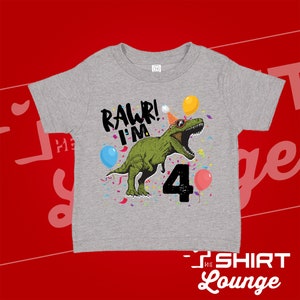 Rawr I'm Four Dinosaur 4th Birthday Shirt Athletic Heather