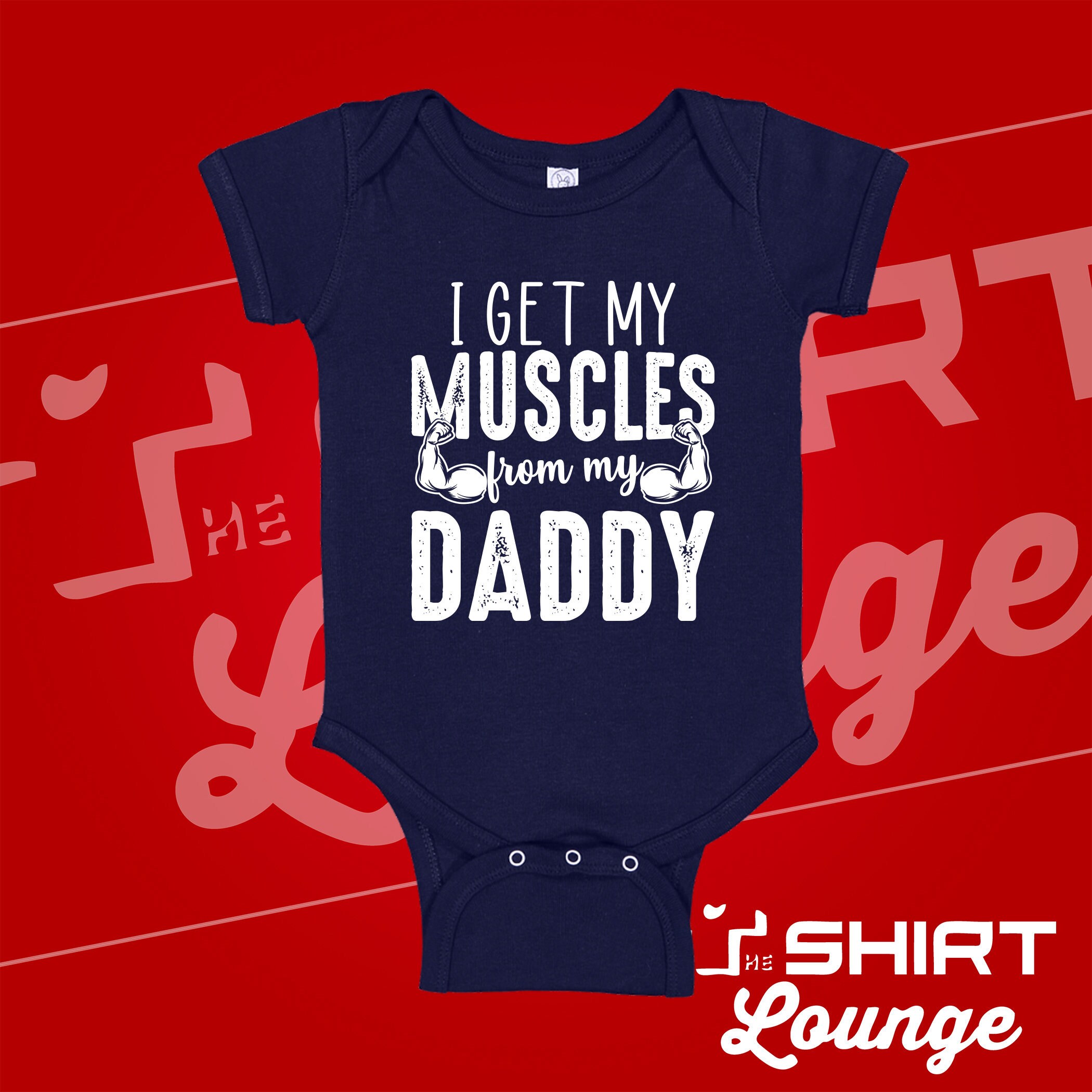 I Get My Muscles from Mommy Baby Onesie® Funny Baby Outfit for Baby Shower