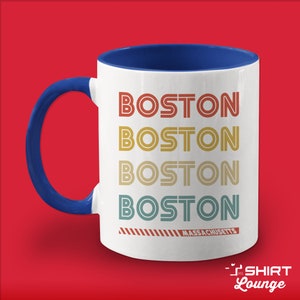 Boston Mug Gift, Retro Massachusetts Coffee Cup, Vintage Boston Massachusetts Coffee Mug, Boston Gift Idea, Massachusetts Stuff, MA, Custom