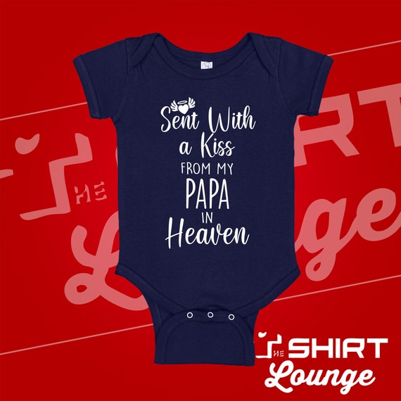 Baby Bodysuit 'Sent With A Kiss From My Papa In Heaven' - White Long Sleeve Onesie 0-24 Months