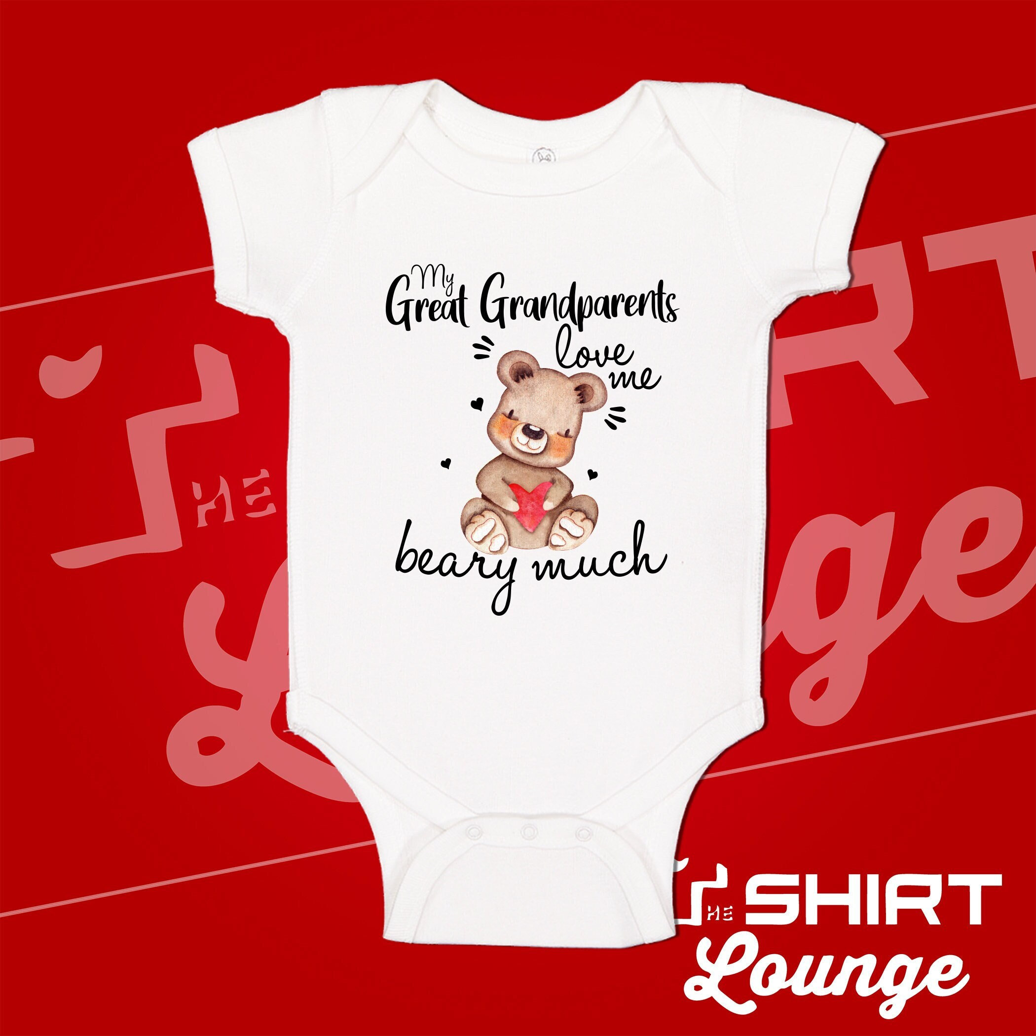Great Grandparents Baby Bodysuit One Piece Toddler Shirt, My Grandparents Love Me, Bear Baby Clothes, Clothing, Pregnancy Announcement Gift