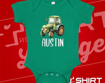 Personalized Tractor Baby Bodysuit One Piece Or Toddler Shirt Custom Tractor Birthday Outfit