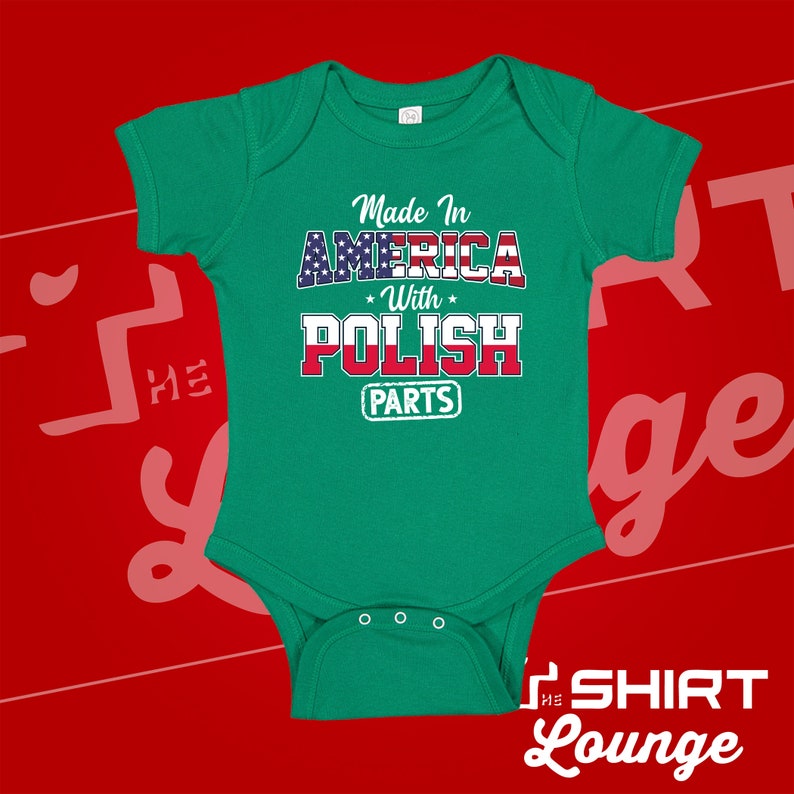 Made In America With Polish Parts Polish American Baby Bodysuit One Piece Children/'s T-Shirt Half Polish Poland Baby Clothes Gift