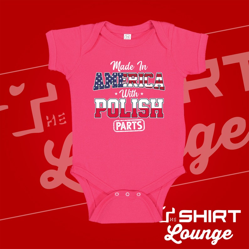 Made In America With Polish Parts Polish American Baby Bodysuit One Piece Children/'s T-Shirt Half Polish Poland Baby Clothes Gift