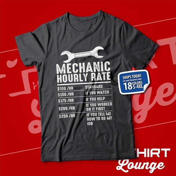 Mechanic Funny Gift T-Shirt – Jerzees Men's Short Sleeve Crew Neck, Black, Size S, Made In USA