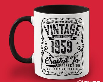 65th Birthday Mug Gift, Born in 1959 Vintage Cup, Turning 65, Limited Edition Since 1959, Whiskey Drinker Birthday Present for Men, Women