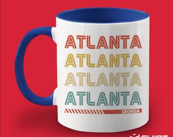 Retro Atlanta Georgia Coffee Mug: Colorful Vintage Design