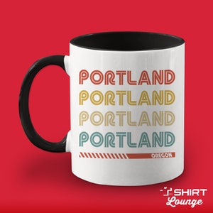 Retro Portland Oregon Coffee Mug: Colorful City Souvenir