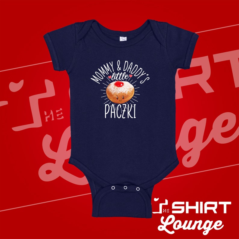 Mommy and Daddy's Little Paczki Polish Baby Bodysuit One Piece Toddler Shirt, Funny Polish Baby Clothes, Clothing, Poland, Cute Donut Outfit image 3