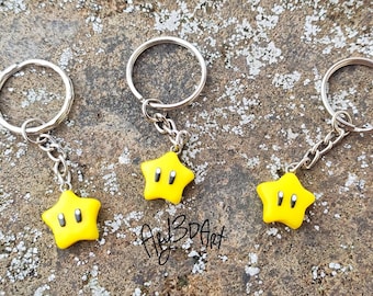 Nintendo Super Mario Star Polymer clay key chain