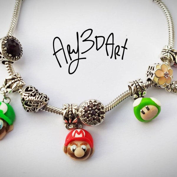 Pendentif ou collier Supermario en fimo