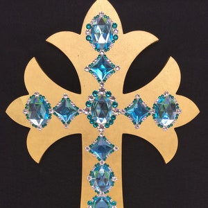 Wall Cross, Decorative Cross, Spiritual Gift, Home Decor Cross, Religious Gift, Christmas, Easter, Gold Leaf, Swarovski Crystals, Icons, Art