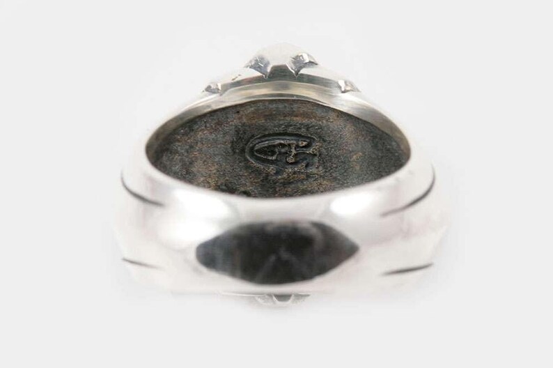 Sergius Gothic Style Sterling Silver Two Tone Ring With Natural Sapphire MR-048
