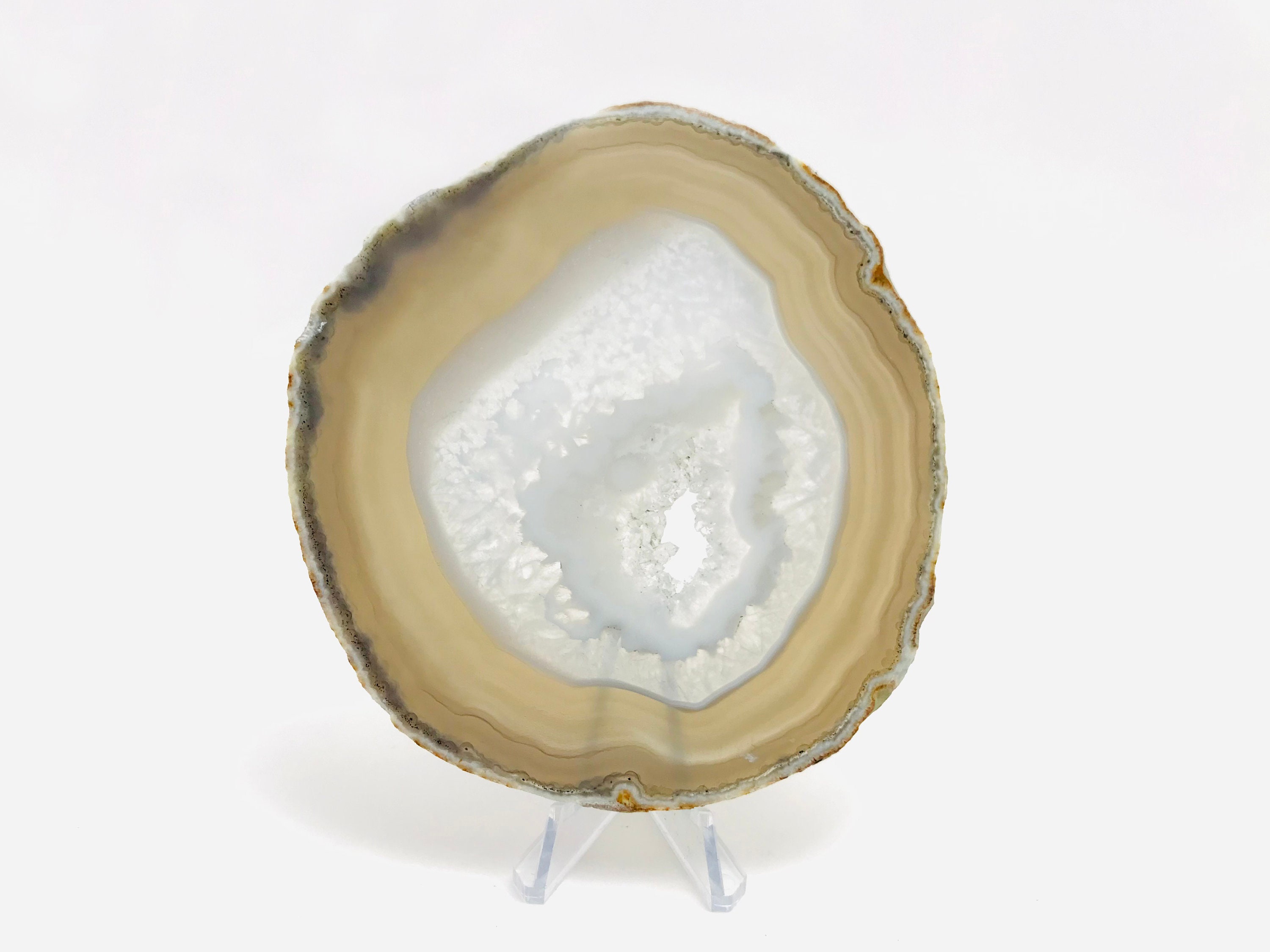 Agate, Tranche d'agate, Minéraux, Agate avec Socle, Cabinet de Curiosité, Lithothérapie, Brésil, Qua