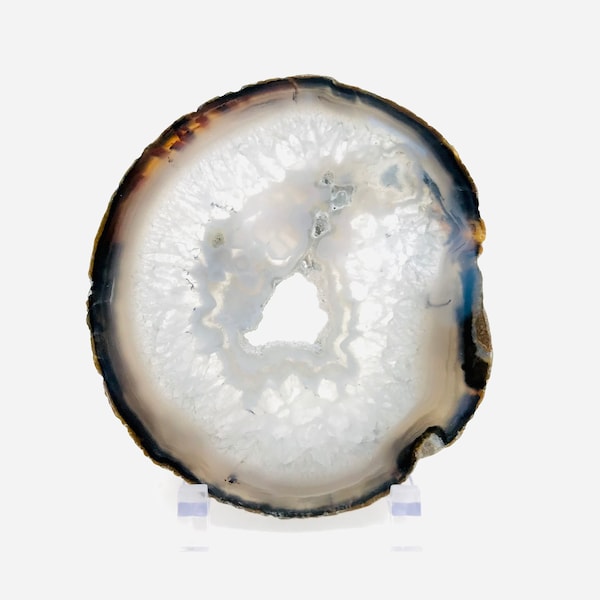 Agate naturelle, tranche d'agate, minéraux, cabinet de curiosité, lithothérapie, agate brésil, quartz, pierre naturelle, géode agate