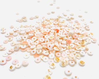 Shell beads, heishi, small pink shell beads, shell jewelry necklace creations, irregular beads, creative hobbies