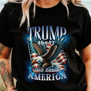 God Bless America Trump Merch , President Trump TShirt, Gift For MAGA Supporter, Republican Tee, American Flag Shirt,