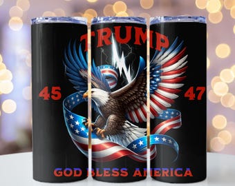 Trump Tumbler Wrap: design con bandiera americana e aquila (download digitale)