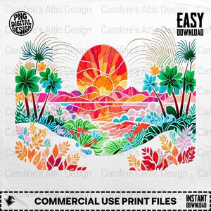 Colorful Sunset Png, Tropical Beach Clipart, Summer Vibes Png, Palm Tree Digital, Island Scene png, Digital Download png