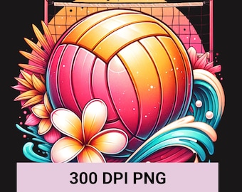 Immagine PNG di pallavolo Tropical Splash, grafica di pallavolo rosa e pesca, design per maglietta da mamma di pallavolo, stampa di pallavolo per torneo, sublimazione per il giorno della partita