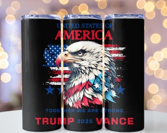 Tumbler Trump Wrap Tumbler Trump Vance PNG 20oz Wrap Download digitale Tumbler sottile Sublimazione American Eagle