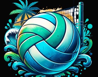 Beach Waves Volleyball PNG, Blue Green Volleyball png,, Design maglietta per mamma di pallavolo, Maglietta da pallavolo png, Sublimazione per il giorno della partita di pallavolo