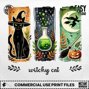 Witchy Cat Png, Halloween Png, Witch Clipart, Magic Png, Cat Png, Potion Png, Digital Download, Sublimation Png